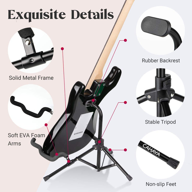 CAHAYA Guitar Stand Folding Tripod Metal Universal for Acoustic Electric Guitars Ukulele Violin Banjo Mandolin