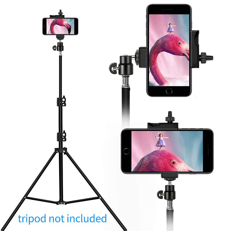 Phone Mount Ring Light Holder Mount Clip Phone Tripod Mount Ring Light Phone Mount Adapter for iPhone+Rotation Mini Ball Head+Hot Shoe Attach Fits Ring Light an Tripod