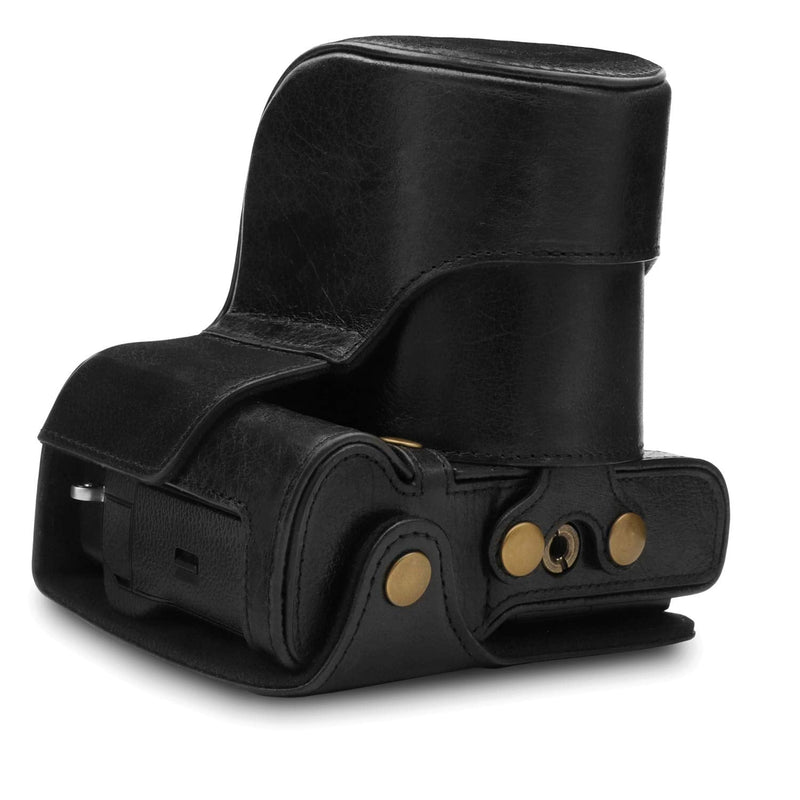 MegaGear MG1550 Ever Ready Genuine Leather Camera Case for Fujifilm X-T3 (XF23mm - XF56mm & 18-55mm Lens) - Black Compact
