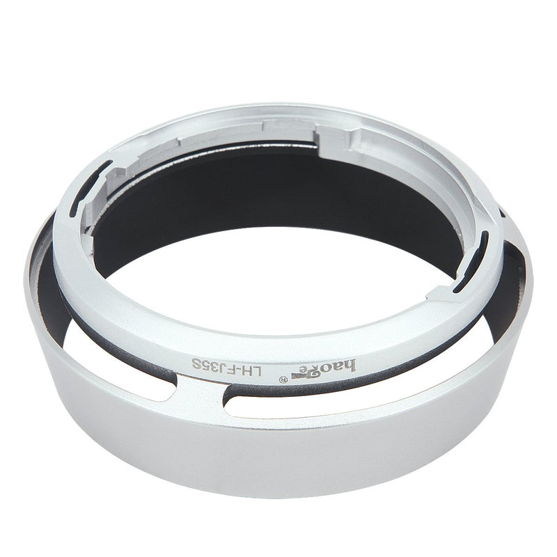 Haoge LH-FJ35S Bayonet Round Metal Lens Hood for Fujifilm Fuji Fujinon XF 35mm F2 R WR XF35mmF2, XF 23mm F2 R WR XF23mmF2 and XC 35mm F2 XC35mmF2 Lens Replace LH-XF35-2 Silver