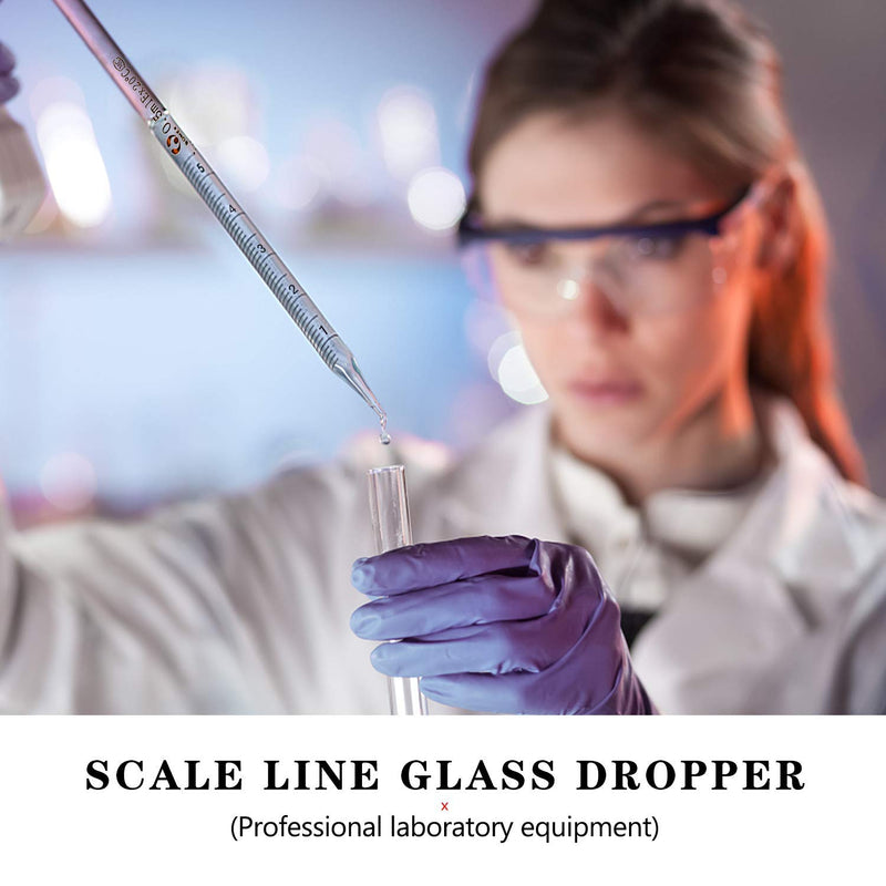 6 Pieces Glass Pipettes Graduated Dropper 0.5ml 1ml 2ml 3ml 5ml 10ml Long Glass Pipette Dropper with 6 Rubber Caps for Transfer Liquid Essential Oil 6 Pieces