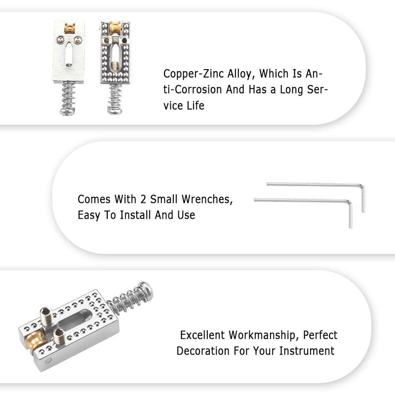 6 Pcs Electric Guitar Bridge Saddles, Guitar Tremolo Bridge Saddles with 2 Wrench for Electric Guitar and Electric Bass