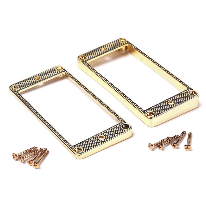 Alnicov 2 Pcs Curved Bottom Humbucker Pickup Ring Set for Epiphone Guitar Accessories,Gold