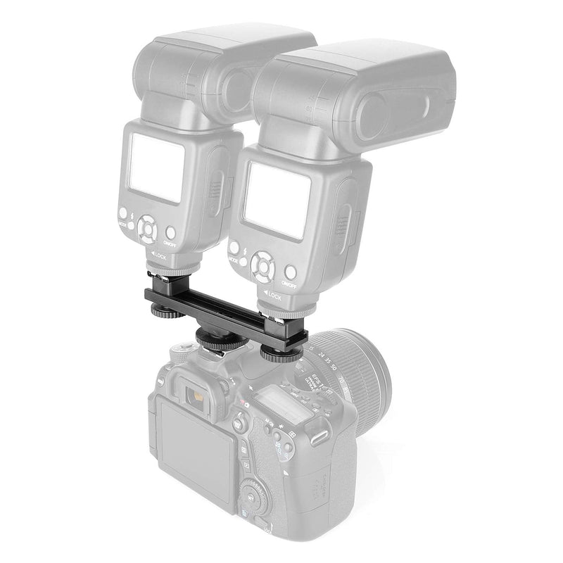 Cold Shoe Extension Bracket Dual Camera Mount, ChromLives Straight Bar Mount Dual Flash Bracket Compatible with Nikon Canon Sony Olympus DSLR Camera Camcorder DV Flash