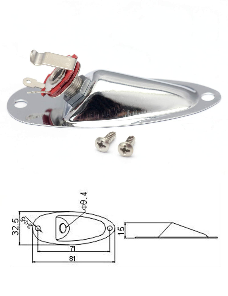 Metallor Output Input Jack Plat Socket with Screws Boat Style for Strat Style Electric Guitar Parts Replacement Chrome. JP 01