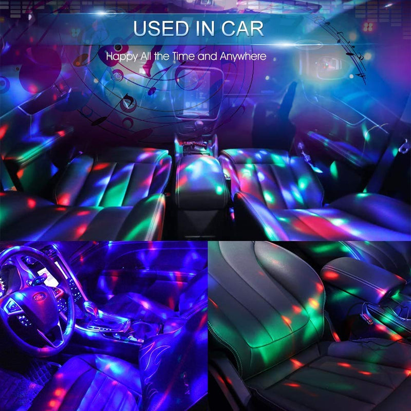 Disco Lights USB Party Lights, 4 Packs, Holihifi Mini Disco Ball Sound Activated 4W RGB LED Stage Lights, Applicable to USB Interface and Mobile Phones