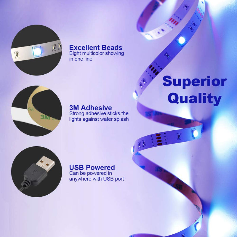 [AUSTRALIA] - Speclux USB LED Strip Light 3.28 FT / 1 M, App Smart RGB Music Multi-Colour LED Light Strip Kit LED Backlight,30 LED with Wireless Remote Controller for TV/PC/Laptop Bias Lighting, Through Bluetooth Rgb (Red, Green, Blue) 