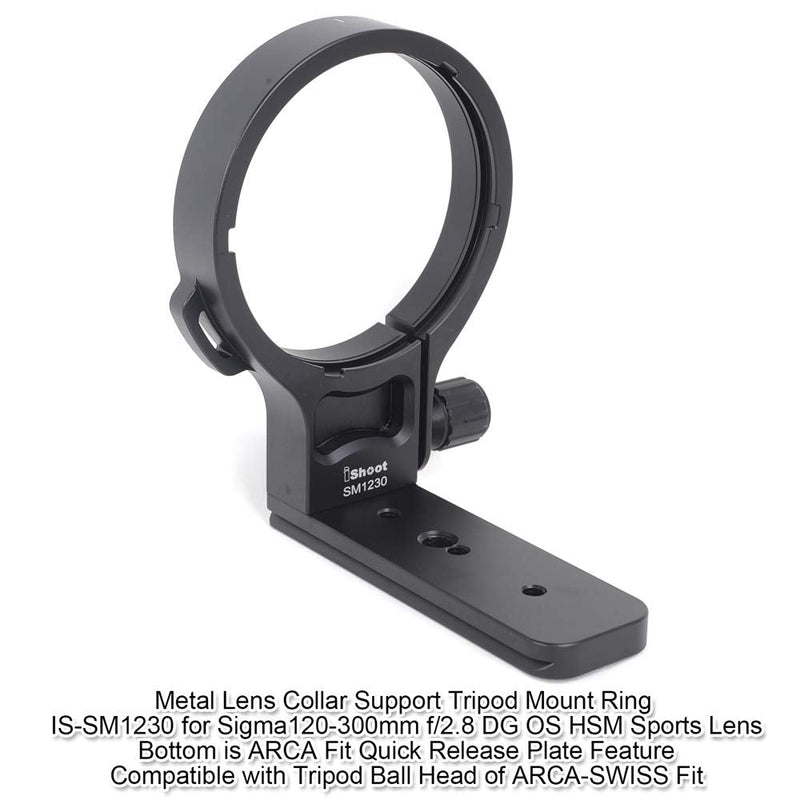 Tripod Mount Ring, CNC Machined Lens Collar Support Stand for Sigma 120-300mm f/2.8 DG OS HSM Sports Lens Bottom is ARCA Fit Quick Release Plate Compatible with Tripod Ball Head of ARCA-Swiss Fit