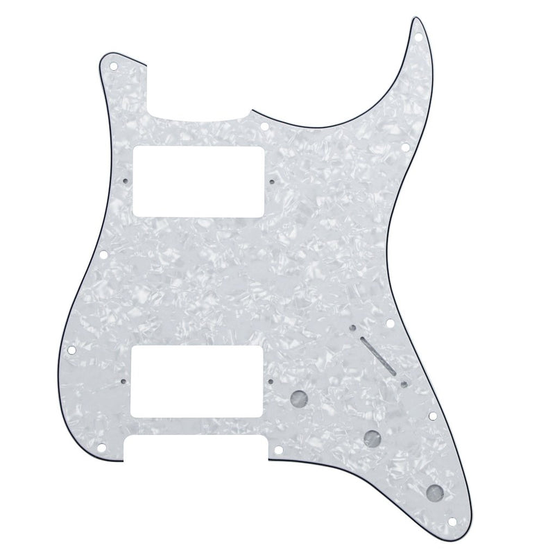 IKN 11 Hole Strat HH Pickguard Back Plate Tremolo Cavity Cover w/Screws for Standard Strat Modern Style Guitar Replacement, 4Ply White Pearl