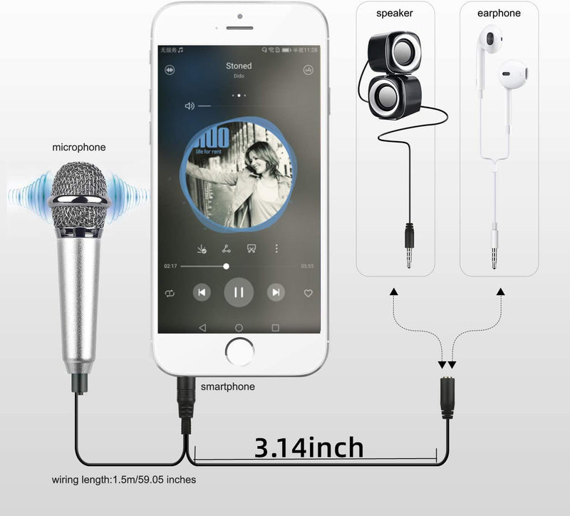 [AUSTRALIA] - Mini Microphone with Omnidirectional Stereo Mic for Voice Recording,Chatting and Singing on iPhone,Android (Blue) Blue 