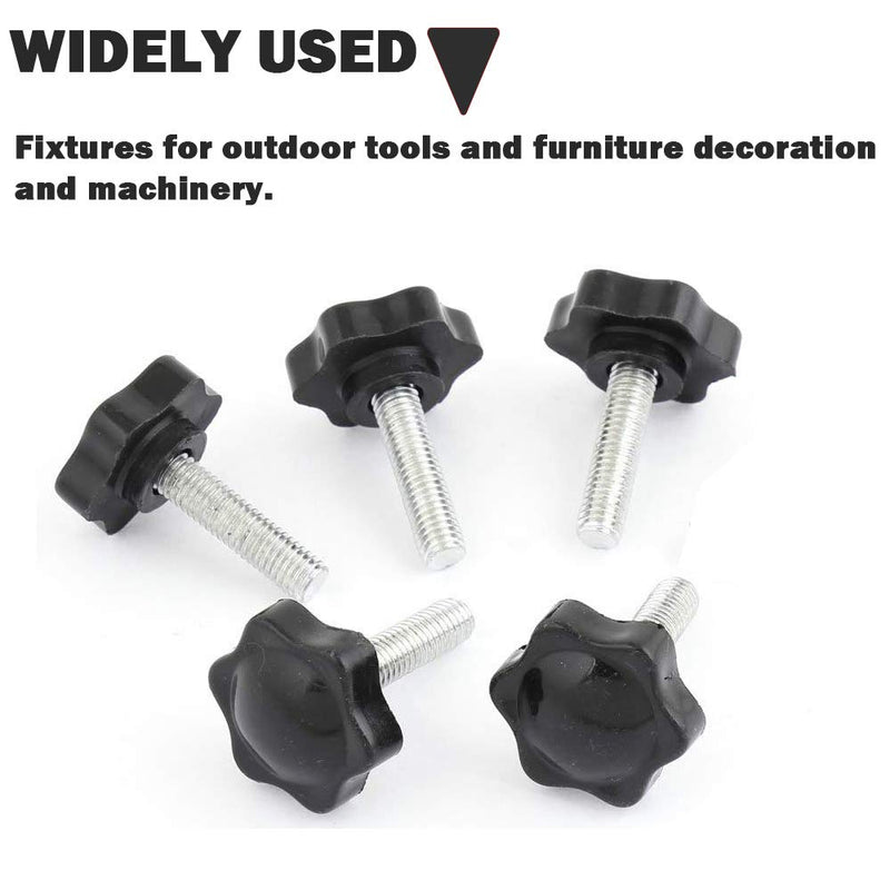 ZLYY Black 8mm(M8) x 30mm Thread Replacement Star Hand Screw-in Knobs Hex Quick Clamping Bolt Knob Pack of 5 (Contains Nut, Flat Washer)