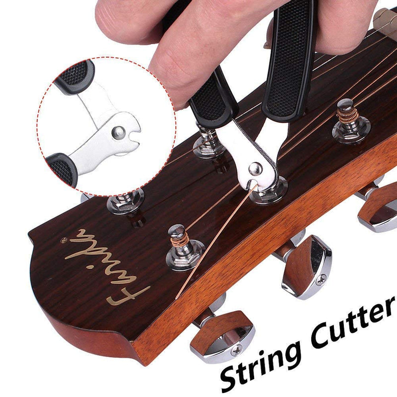 DODOMI Professional Guitar String Winder Cutter and Bridge Pin Puller, Guitar Repair Tool Functional 3 in 1 (Black) Black