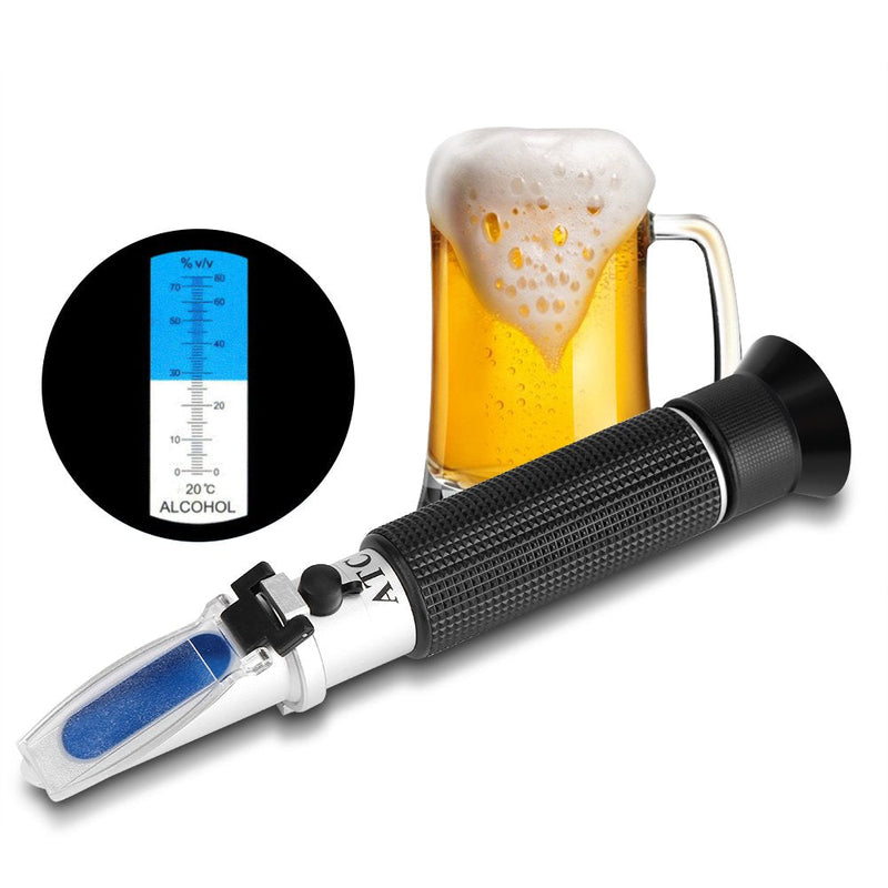 Alcohol Refractometer, Professional Handheld Alcohol 0-80% Test Refractometer, Wine Tester Meter Measure Instrument for Testing Distilled Beverage, Rice Wine and Wine