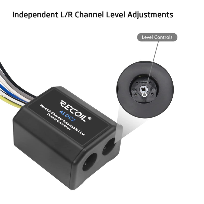 RECOIL ALOC2 2-Channel Speaker Cable to RCA Adjustable Line Output Converter with Remote Turn On
