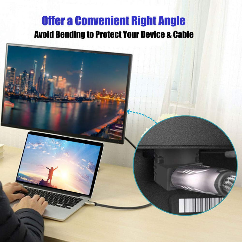 Warmstor 4 Pack HDMI 2.0 Male to Female Adapter Right Angle Connector 90 Degree 270 Degree HDMI Cable Extender 3D & 4K Supported (2 Combos,Gold Plated)