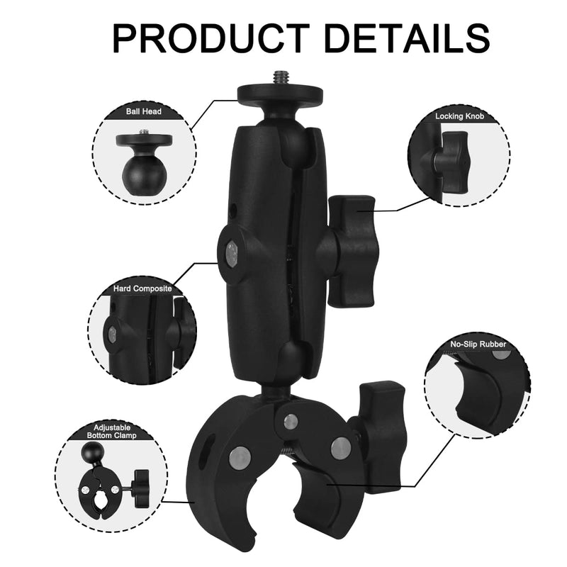 WLPREOE Super Clamp Mount Double Ball Head Adapter Compatible with GoPro or DSLR Camera Monitor, Smartphone, LED Lights, Ronin-M/Ronin MX, Freefly MOVI Accessories
