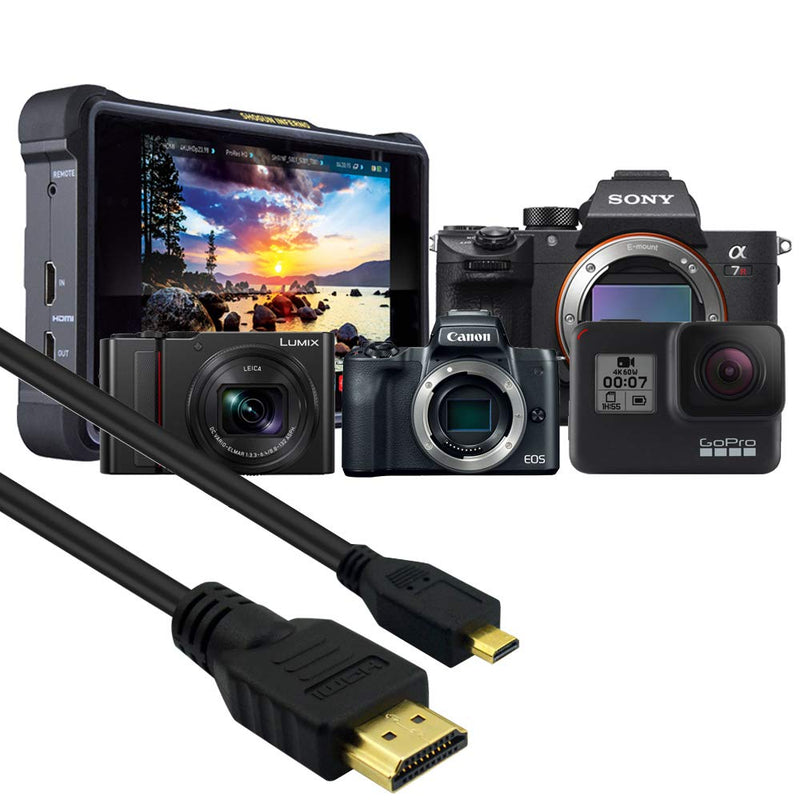 CBUS 25ft HDMI to Micro HDMI Cable for Sony FDR-AX53 Handycam, HXR-NX80, FDR-AX700, HDR-CX405, FDR-AX100, Panasonic Camcorder HC-V800, HC-WXF1, HC-VXF990, HC-VX981K, HC-V770K, HC-V100 Zoom Q2n, Q4n Q8 25 Feet