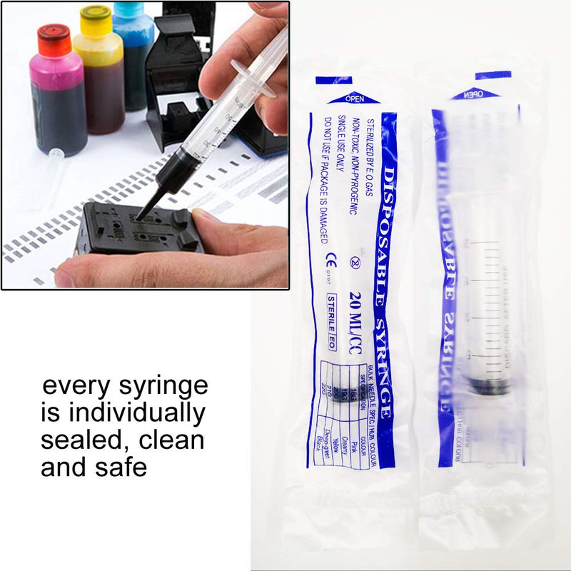 15 Pack 20ml Plastic Syringe with Caps Measurement, ZONPEN Suitable for Scientific Labs Multiple Uses Refilling and Measuring Liquids, Feeding Pets, Garden Watering, Oil or Glue Applicator
