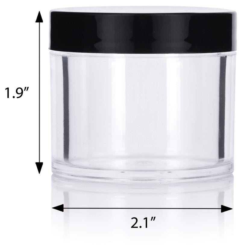 Clear Thick Wall Acrylic Travel Refillable Pot Container Jar - 2 oz / 60 ml (3 pack) Samples, Balms, Makeup and Cosmetics, Salves, Airtight and BPA Free