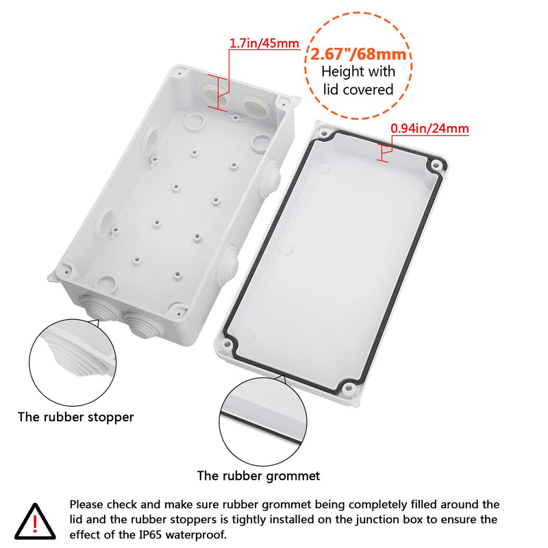 [AUSTRALIA] - LeMotech ABS Plastic Dustproof Waterproof IP65 Junction Box Universal Electrical Project Enclosure White 7.9 x 3.9 x 2.8 inch (200 x 100 x 70 mm) 7.9" x 3.9" x 2.8" 