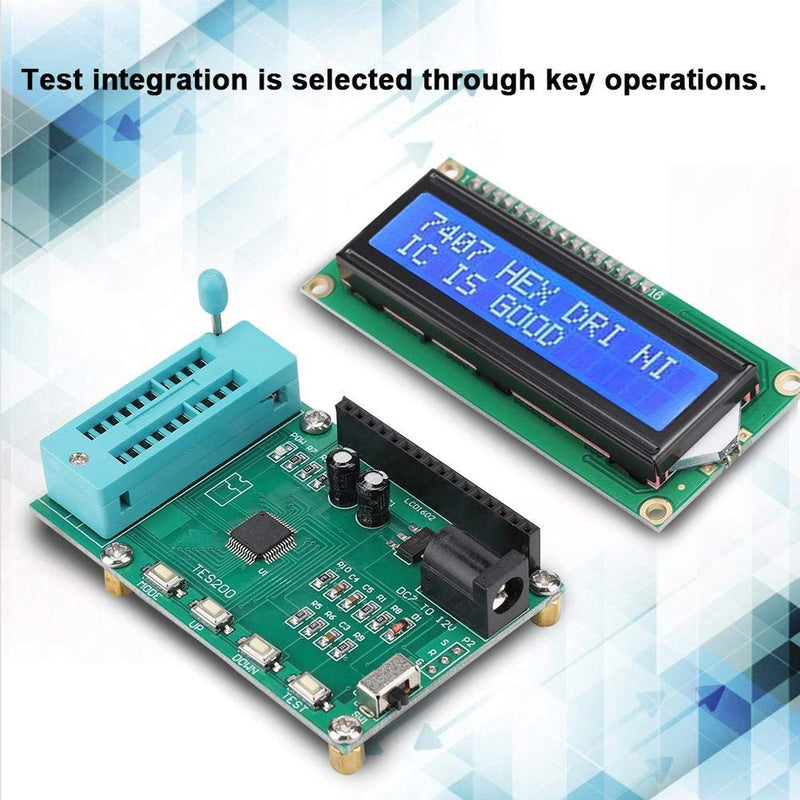 ASHATA IC Tester Moudle, 74 40 45 Series lC Logic Gate Tester, with LCD Display, Digital Meter TES200 Digital Integration Test for More Than 200 Integration Logic Gates