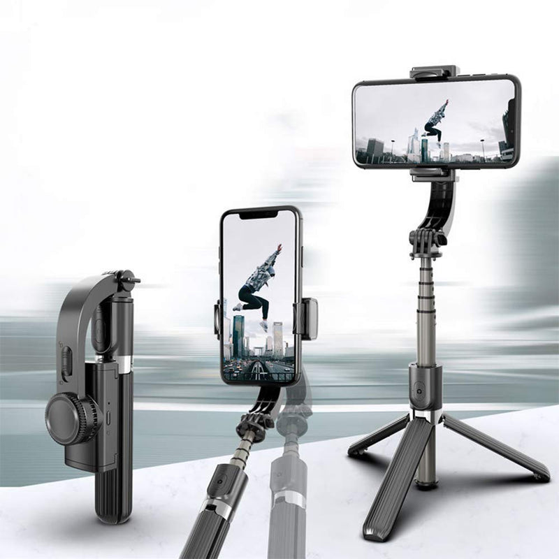 3 in 1 Phone Gimbal Stabilizer with Bluetooth Wireless Remote, Auto Balance 360° Rotation Selfie Stick Tripod, Portable Phone Holder Gimbal for Smartphones Vlog Video Youtuber Tiktok Black