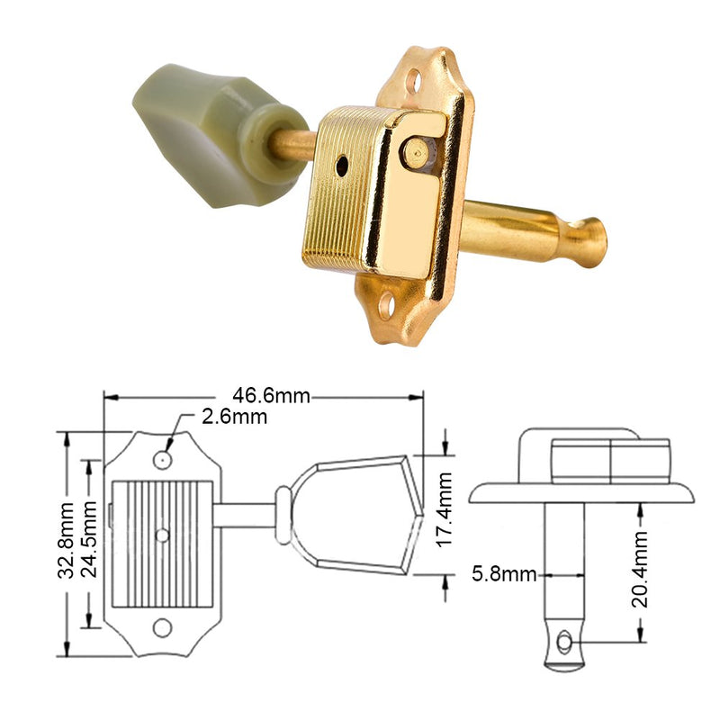 Guitar String Tuning Pegs 3L3R, Semi-Closed Tuners Imitation Jade Stone Machine Head …