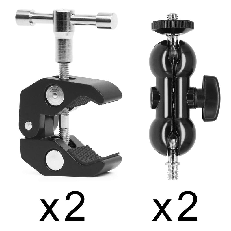 2Pack Camera Clamp Mount Monitor Mount Bracket Double Ballhead Ball Arm with Super Clamp Compatible with Ronin M Ronin MX Freefly MOVI 2Pack DoubleBall+SuperClamp