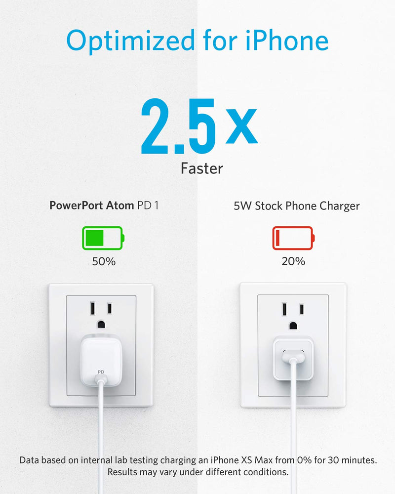 iPhone 12 Charger [GaN Tech], Anker 30W Compact USB-C Wall Charger with Power Delivery, PowerPort Atom for iPhone 12 / Mini/Pro/Pro Max / 11 / X/XS/XR, iPad Pro, MacBook 12'', Pixel, Galaxy White