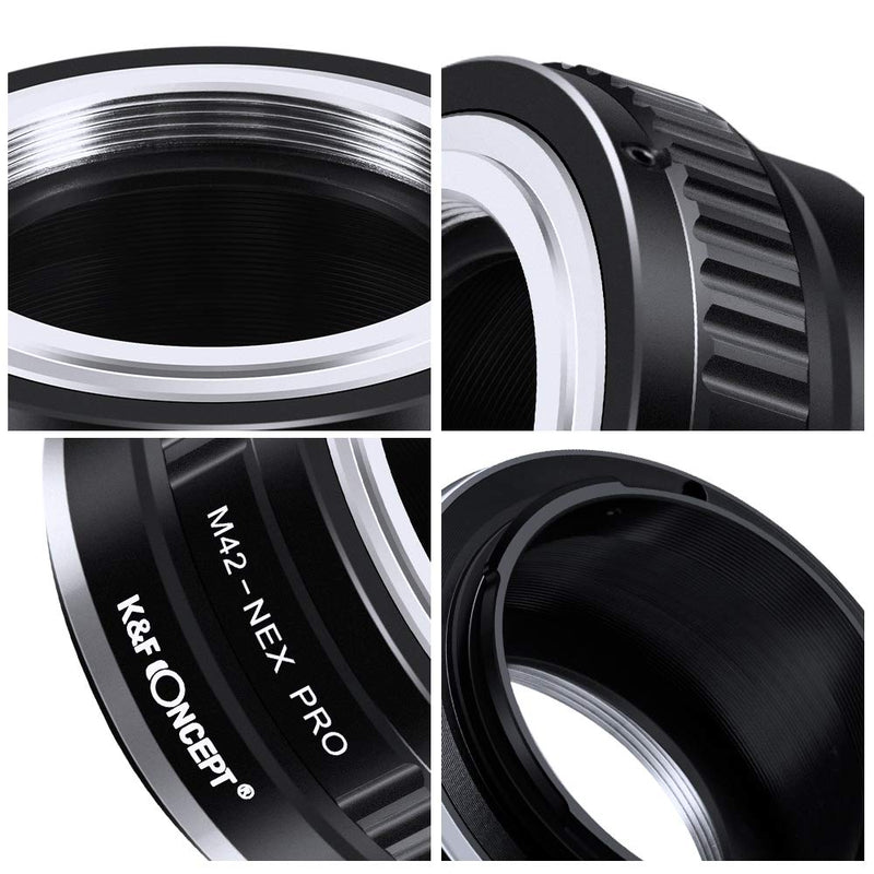 K&F Concept Lens Mount Adapter with Light-reducing Paint for M42 Lens to Sony NEX E-Mount Camera for Sony Alpha NEX-7 NEX-6 NEX-5N NEX-5 NEX-C3 NEX-3