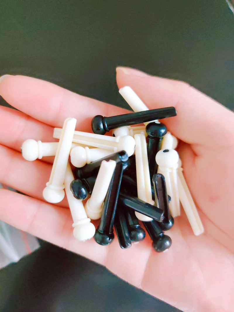 24 PCS Plastic Acoustic Guitar Bridge Pins Pegs with Bridge Pin Puller Remover ，Guitar Capo, Ivory & Black.