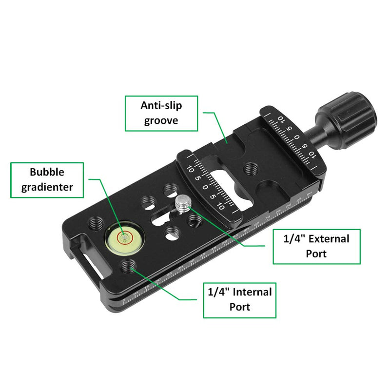 SIOTI Multi-Function 100mm Quick Release Plate, Arca-Swiss Style Quick Release Plate, Compatible Fusion Long Lens Plate (100mm Silde QR Plate) 100mm Silde QR Plate