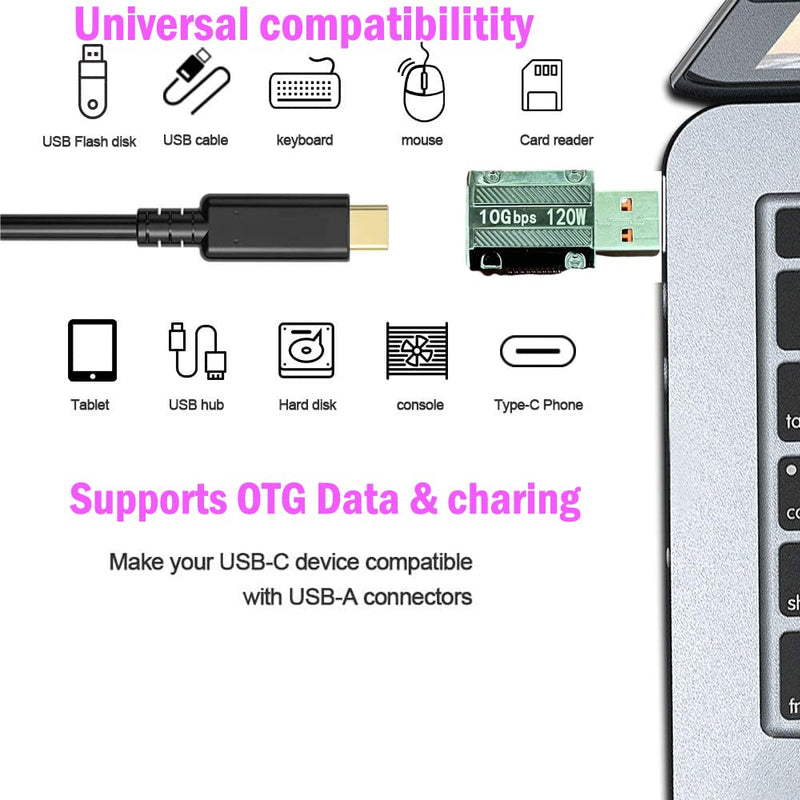 [AUSTRALIA] - Poihiom USB Male to C Female Adapter,3.2 USB A to Type C OTG Adapter,Up to 10Gbps Super Speed Data Sync & 120W Fast Charging Compatible with Laptop,PC,Charger,Power Bank,Quest Link (USB/M-C/F) USB/M-C/F 