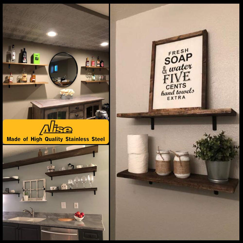 Alise Floating Shelf Bracket Widened and Thickened Stainless Steel Brackets Heavy Duty Corner Brace Support Wall Hanging 5x3Inch,4Pcs Black Finish 5x3 Inch