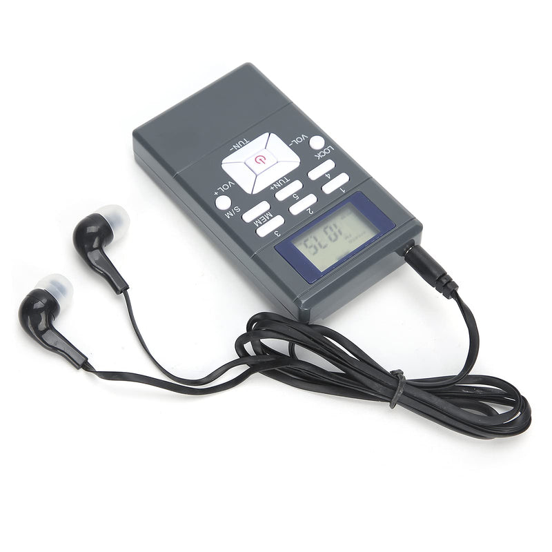 Portable FM Pocket Radio Mini Digital Tuning FM Stereo Radio Powered by 2 AAA Batteries with LCD Display Headphones for WalkingJoggingFitnessCamping (Dark Grey) Dark Grey