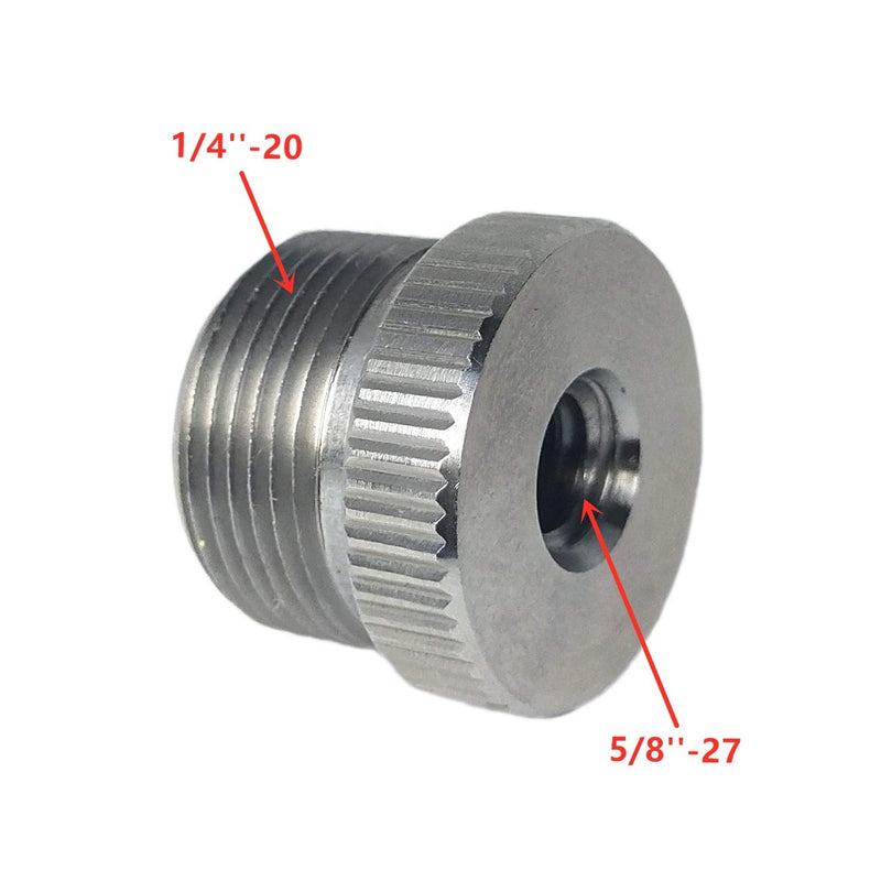 5/8''-27 Male to 1/4''-20 Female Mic Screw Adapter for use with mic Stands with 1/4''-20 Threads (Stainless Steel) Stainless steel