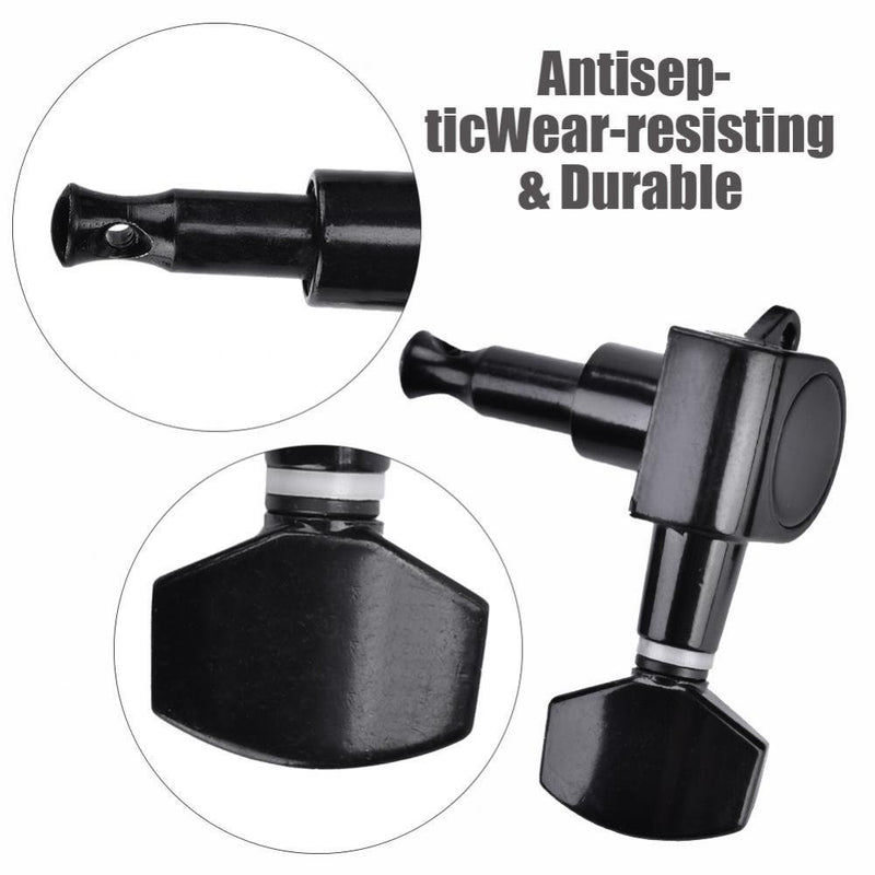3L3R Guitar Tuning Pegs, Black Enclosed Locking Tuners Zinc Alloy Square Machine Heads …