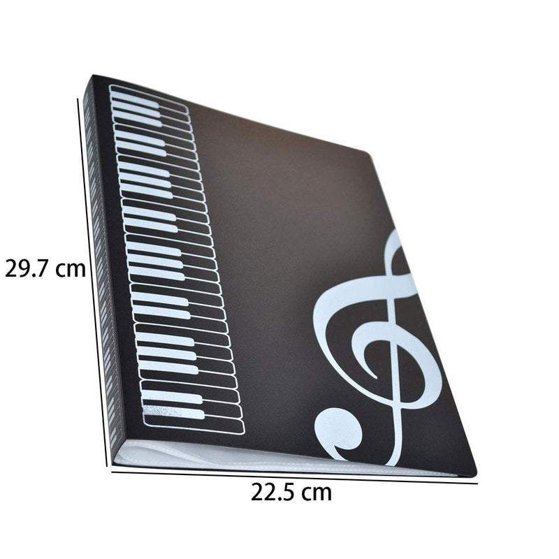 Sheet Music Folder, Interstitial Plastic A4 Storage Rack for Treble Clef Musics Theme, Black