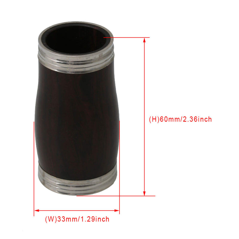 Yibuy Metal Ring Black Bb Ebony Wood Clarinet Barrel 60mm Length