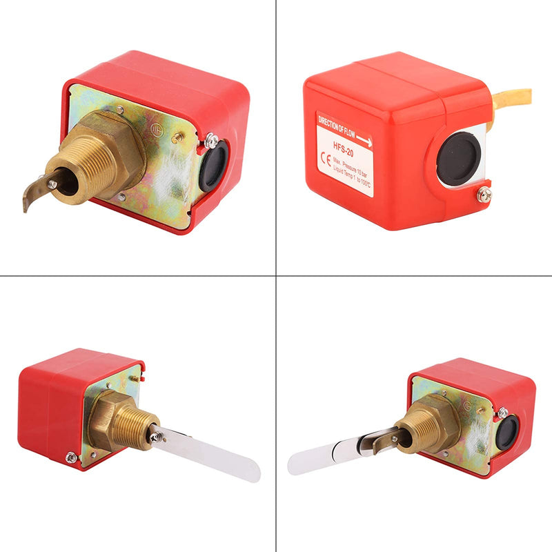 Water Flow Switch, PDT R3/4 Liquid Water Oil Sensor Control Automatic Paddle Type Flow Switch 15A 250V IP54, HFS-20 Target Flow Controller, Controls Flow in Pipes