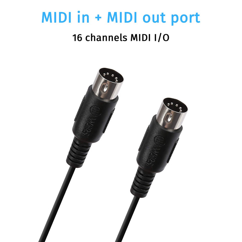 [AUSTRALIA] - HDE USB in-Out Midi Interface Cable Digital Piano Keyboard to PC Laptop Converter Adapter MIDI Cable for Home Music Studio - 5 ft 