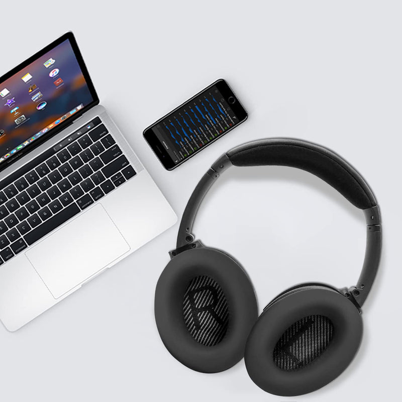 [AUSTRALIA] - SOULWIT Silicone Ear Pads Cover Protector for Bose QuietComfort 15 QC15 QC25 QC2 QC35 QC45/Ae2 Ae2i Ae2w/SoundTrue & SoundLink AE Headphones Cushions, Sweatproof, Easily Washable - Black 