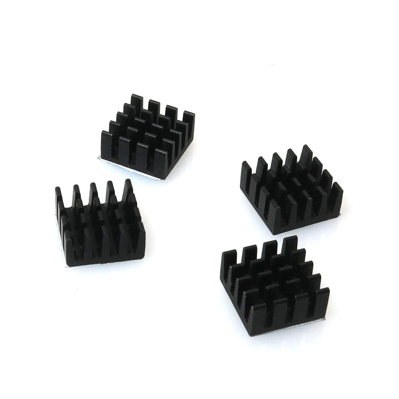 ZZHXSM 14mm Heatsink 4PCS 14 x 14 x 7mm Black Aluminum Heat Sink Radiator Cooler with Thermal Conductive Adhesive Tape Cooling Fin