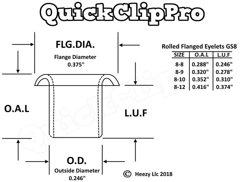Kydex Eyelets Assortment Kit 1/4 inch GS 8-8, 8-9, 8-10, 8-12 by QuickClip Pro USA Mil-Spec Brass Black Oxide 1/4" DIY Grommets for Gun Holsters + Knife Sheaths (400pcs GS Size 8,9,10,12) 400pcs GS Size 8,9,10,12