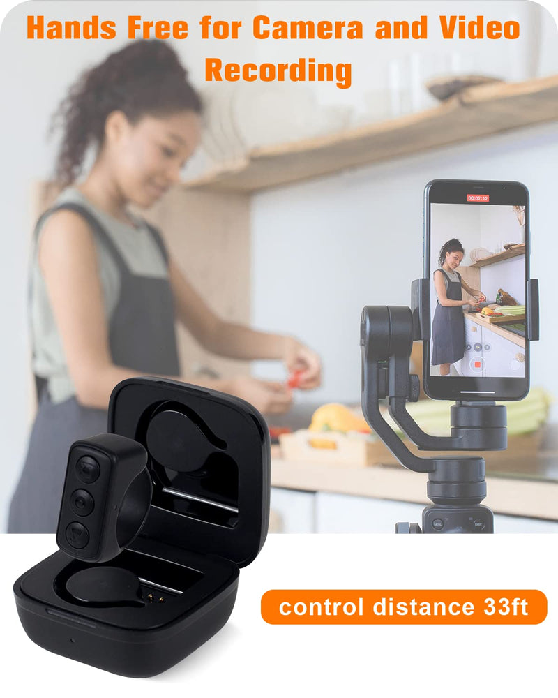 TikTok Remote Control Kindle App Page Turner, Bluetooth Camera Video Recording Remote, TIK Tok Scrolling Ring for iPhone, iPad, iOS, Android - Black