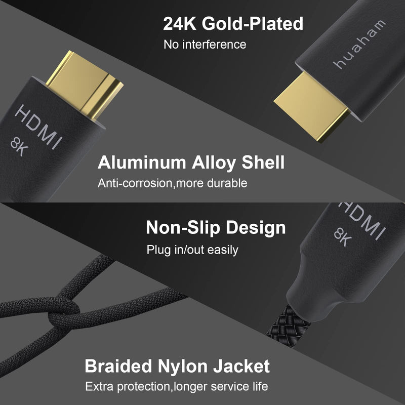 8K HDMI 2.1 Cable 6.6FT,48Gbps High Speed HDMI 2.1 Cord 8K@60Hz 4K@120Hz eARC HDCP 2.2&2.3 Dolby Compatible with PS5, Xbox, Roku/Fire/Sony/LG Apple TV(HDMI-2m/6.6ft) HDMI-2m/6.6ft