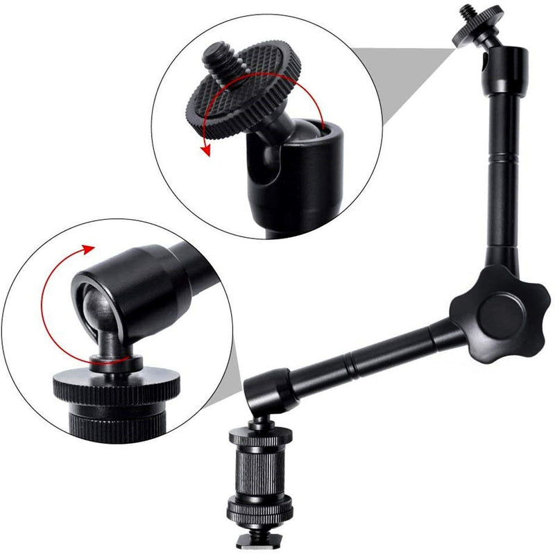 11inch Adjustable Articulating Friction Magic Arm & Large Super Clamp for Camera Rig, LCD Monitor, LED Flash Lights (11 inch Magic arm+ Super clamp) 11 inch Magic arm+ super clamp