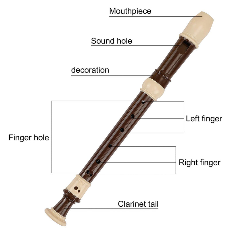 Recorder 8 Hole Descant Flauta Soprano Recorder Professional Treble Flute Baroque Style C Key for Kids Children With Fingering Chart Instructions