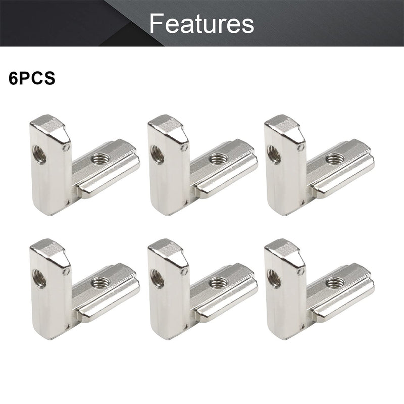 MroMax Internal Joint Bracket 1.46" x 1.22" (L x H), Internal Angle Connector 30 Series for Aluminum Extrusion Profiles, Silver 6 PCS (with Set Screw)