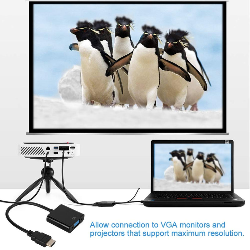 720p/1080p HDMI Male to VGA Female Video Converter Adapter Cable for PC Laptop, HD Set-top Boxes, Hard Disk Players